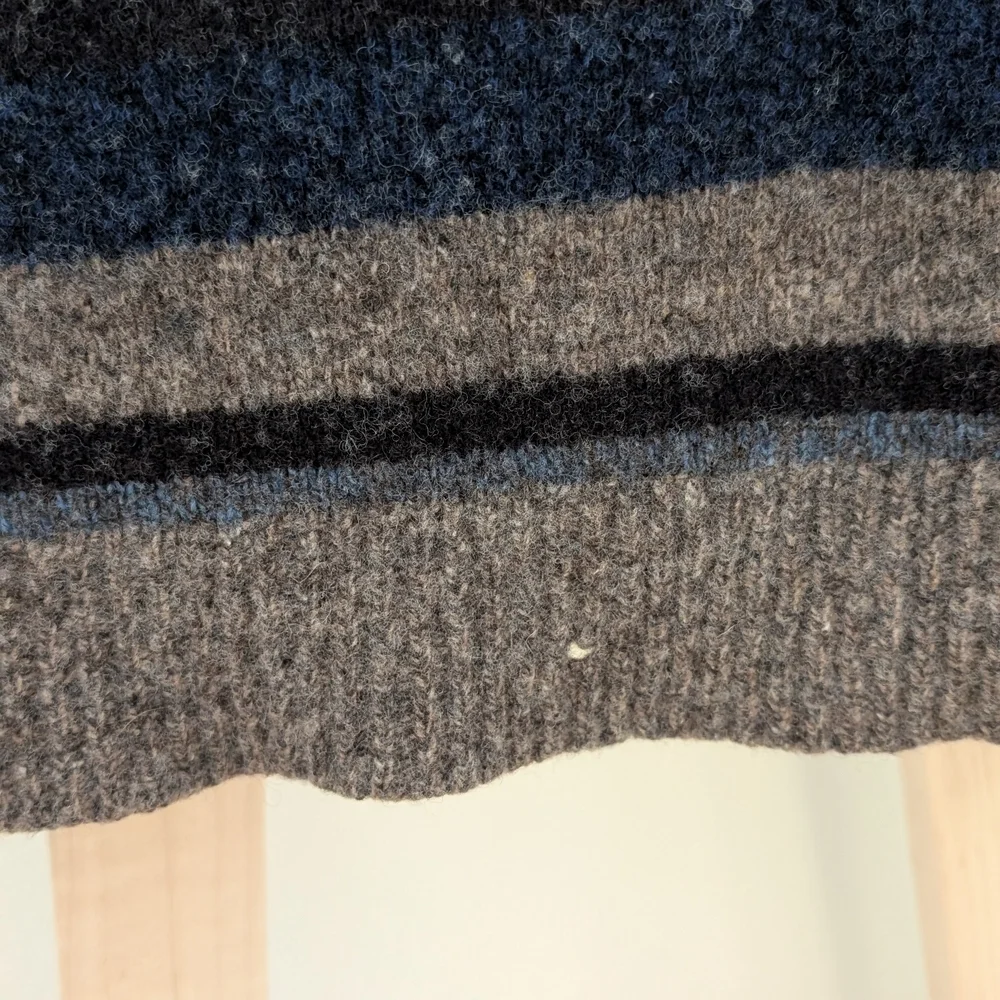 Vintage 90's Striped Textured Wool Crewneck Sweater In Oatmeal Tan - Picture 12 of 15